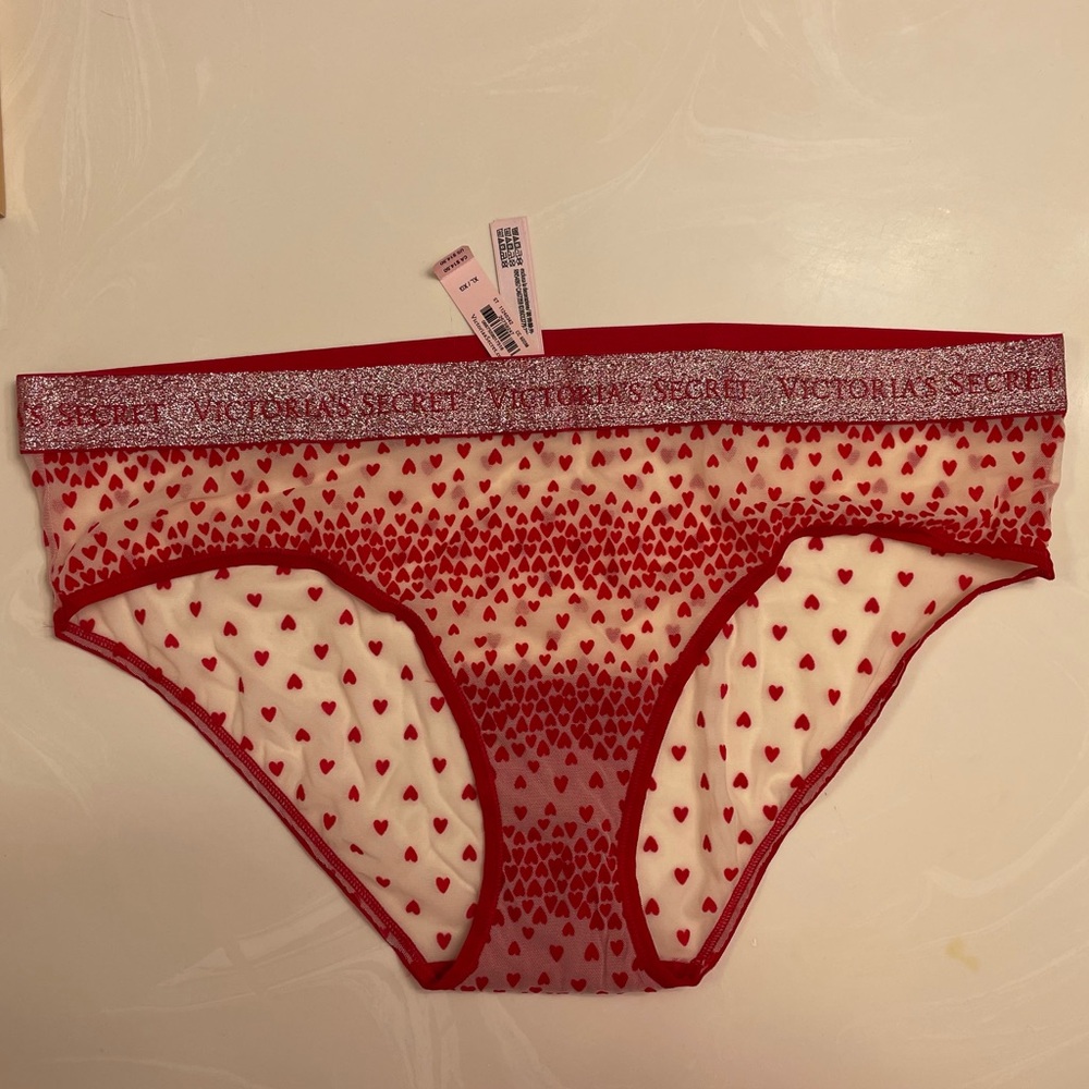 Victoria's Secret Red Heart Shimmer Panties